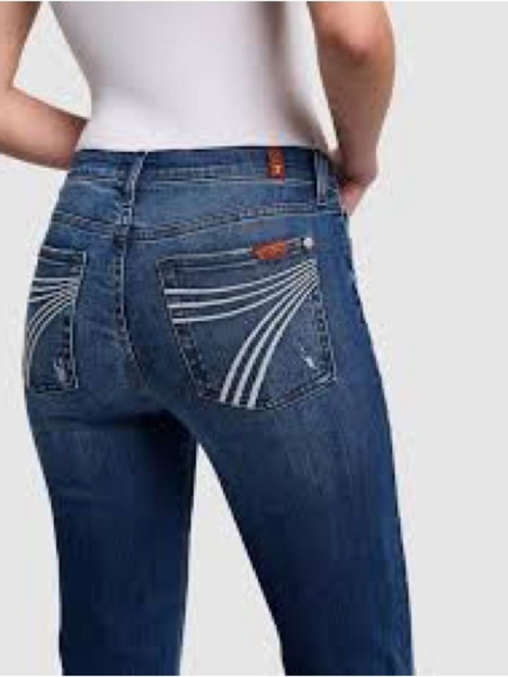 7 For All Mankind Women's Dark Blue Bermuda Jean shorts with Embroidered Pockets